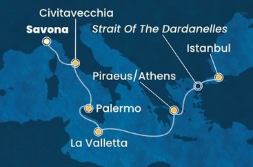 Taliansko, Malta, Grécko, Turecko ze Savony na lodi Costa Fortuna