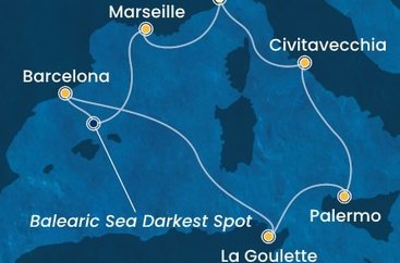 Taliansko, Francúzsko, Španielsko, Tunisko ze Savony na lodi Costa Pacifica