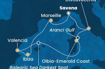 Taliansko, Francúzsko, Španielsko, Sardínia ze Savony na lodi Costa Pacifica