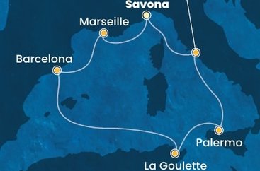 Taliansko, Francúzsko, Španielsko, Tunisko, Sicília ze Savony na lodi Costa Pacifica