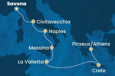 Taliansko, Malta, Grécko ze Savony na lodi Costa Pacifica