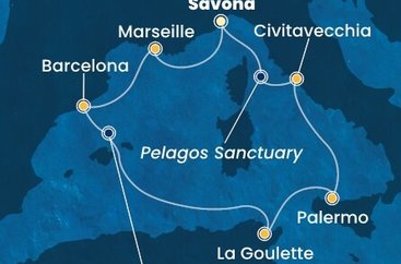 Taliansko, Francúzsko, Španielsko, Tunisko ze Savony na lodi Costa Toscana