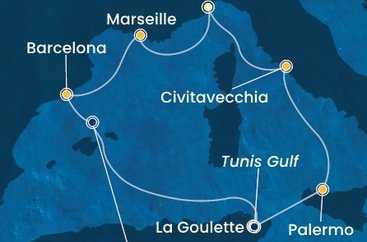 Taliansko, Francúzsko, Španielsko, Tunisko ze Savony na lodi Costa Smeralda