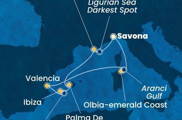 Taliansko, Španielsko, Francúzsko,  ze Savony na lodi Costa Fascinosa