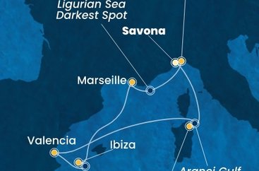 Taliansko, Španielsko, Francúzsko,  ze Savony na lodi Costa Fascinosa