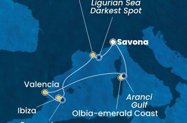 Taliansko, Španielsko, Francúzsko ze Savony na lodi Costa Fascinosa