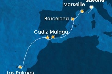 Taliansko, Francúzsko, Španielsko ze Savony na lodi Costa Smeralda