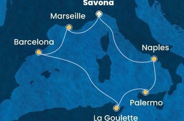 Taliansko, Tunisko, Španielsko, Francúzsko ze Savony na lodi Costa Pacifica