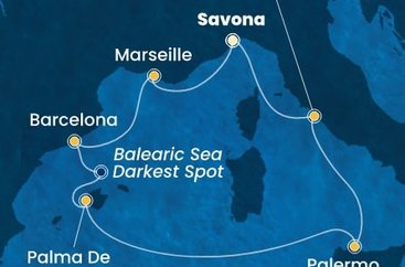 Taliansko, Francúzsko, Španielsko ze Savony na lodi Costa Toscana