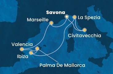 Taliansko, Francúzsko, Španielsko ze Savony na lodi Costa Pacifica