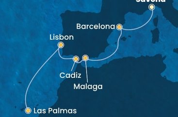 Taliansko, Španielsko, Portugalsko ze Savony na lodi Costa Diadema