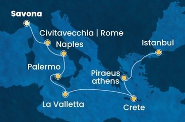 Taliansko, Malta, Grécko, Turecko ze Savony na lodi Costa Pacifica