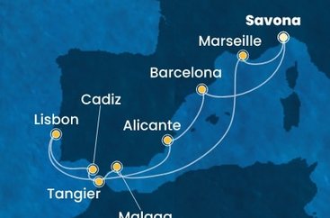 Taliansko, Španielsko, Portugalsko, Maroko, Francúzsko ze Savony na lodi Costa Diadema