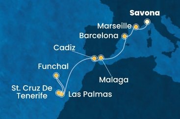 Taliansko, Francúzsko, Španielsko, Portugalsko ze Savony na lodi Costa Smeralda