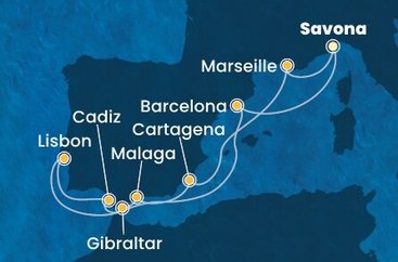Taliansko, Španielsko, Portugalsko, Gibraltár, Francúzsko ze Savony na lodi Costa Diadema