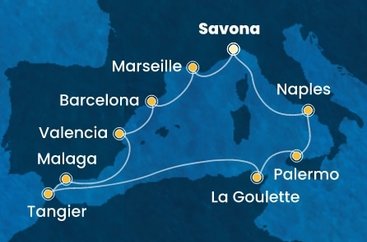 Taliansko, Tunisko, Maroko, Španielsko, Francúzsko ze Savony na lodi Costa Pacifica