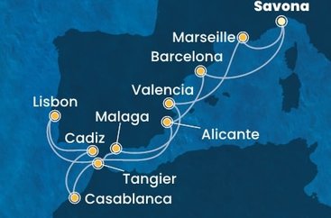 Taliansko, Španielsko, Portugalsko, Maroko, Francúzsko ze Savony na lodi Costa Serena