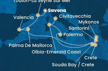 Taliansko, Francúzsko, Španielsko, Grécko ze Savony na lodi Costa Pacifica