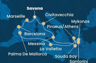 Taliansko, Francúzsko, Španielsko, Malta, Grécko ze Savony na lodi Costa Fascinosa