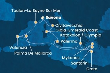 Taliansko, Francúzsko, Španielsko, Grécko ze Savony na lodi Costa Pacifica