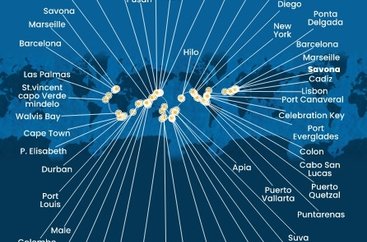 Taliansko, Francúzsko, Španielsko, Portugalsko, USA, , Panama, Kostarika, Guatemala, Mexiko, Samoa, Fiji, Tonga, Nový Zéland, Austrália, Papua Nová Guinea, Japonsko, Južná Kórea, Tchaj-wan, Čína, Vietnam, Singapur, Malajzia, Thajsko, Srí Lanka, Maledivy, Maurícius, Juhoafrická republika, Namíbia, Kapverdy ze Savony na lodi Costa Deliziosa