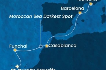 Španielsko, Portugalsko, , Maroko, Francúzsko z Tenerife na lodi Costa Fortuna