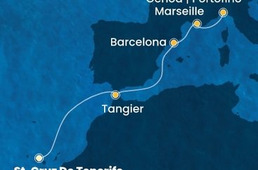 Španielsko, Maroko, Francúzsko, Taliansko z Tenerife na lodi Costa Smeralda
