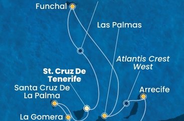 Španielsko, La Gomera, Portugalsko z Tenerife na lodi Costa Fortuna