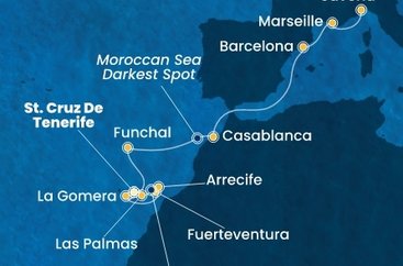 Španielsko, La Gomera, Portugalsko, Maroko, Francúzsko, Taliansko z Tenerife na lodi Costa Fortuna