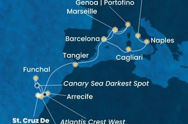Španielsko, Portugalsko, Maroko, Francúzsko, Taliansko z Tenerife na lodi Costa Smeralda