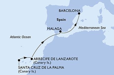 Španielsko z Tenerife na lodi MSC Seaview