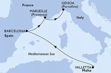 Malta, Španielsko, Francúzsko, Taliansko z Valletty na lodi MSC World Europa