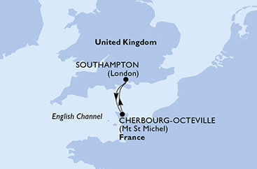 Veľká Británia, Francie zo Southamptonu na lodi MSC Virtuosa
