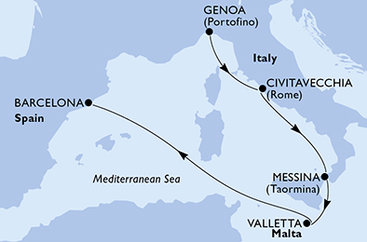Taliansko, Malta, Španielsko z Janova na lodi MSC World Europa