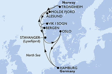Nemecko, Nórsko, Trondheim, Oslo z Hamburgu na lodi MSC Preziosa