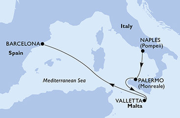 Taliansko, Malta, Španielsko z Neapolu na lodi MSC Magnifica