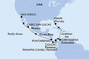 USA, Kolumbia, Panama, Kostarika, Mexiko z Miami na lodi MSC Poesia
