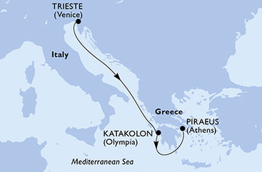 Taliansko, Grécko z Trieste na lodi MSC Fantasia