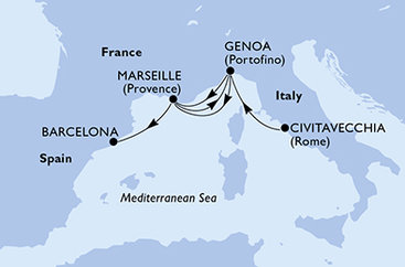 Taliansko, Francúzsko, Španielsko z Civitavechie na lodi MSC Magnifica