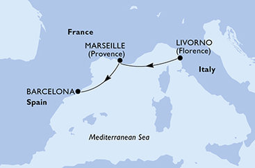 Taliansko, Francúzsko, Španielsko z Livorna na lodi MSC Meraviglia