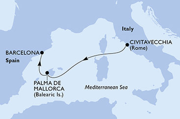 Taliansko, Španielsko z Civitavechie na lodi MSC Grandiosa