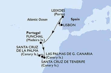 Portugalsko, Španielsko z Lisabonu na lodi MSC Musica Portugalsko, Španielsko z Lisabonu na lodi MSC Musica