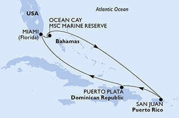 USA, Bahamy, Dominikánska republika z Miami na lodi MSC Seaside