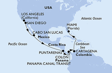 USA, Mexiko, Kostarika, Panama, Kolumbia na lodi MSC Poesia
