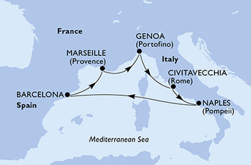 Španielsko, Francúzsko, Taliansko z Barcelony na lodi MSC Fantasia