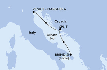 Taliansko, Chorvátsko z Brindisi na lodi MSC Armonia