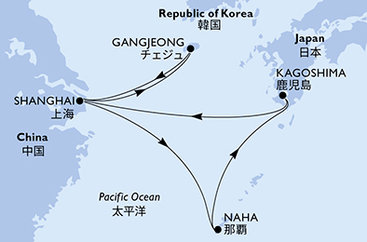 Čína, Južná Kórea, Japonsko zo Šanghaja na lodi MSC Bellissima