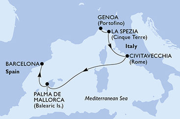 Taliansko, Španielsko z Janova na lodi MSC Seaview