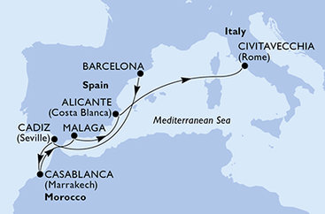 Španielsko, Maroko, Taliansko z Barcelony na lodi MSC Magnifica
