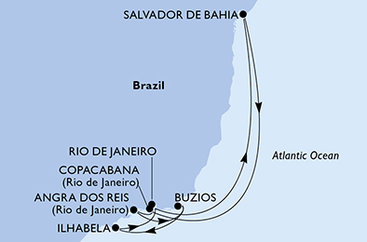 Brazília z Rio de Janeira na lodi MSC Armonia